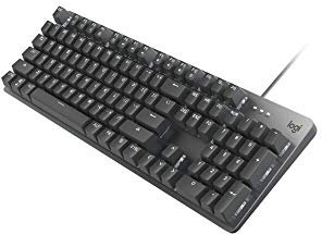 Logitech Teclado mecánico iluminado K845ch, interruptores Cherry MX, patas de inclinación ajustables fuertes, tamaño compacto, carcasa superior de aluminio, 104 teclas, cable USB, ventanas