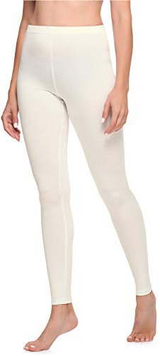 Ladeheid Leggings Damen aus Baumwolle Bequeme und Lange Leggins für Frauen für Frühling Sommer Herbst Winter Saison LA40-133 (Ecru, XS)