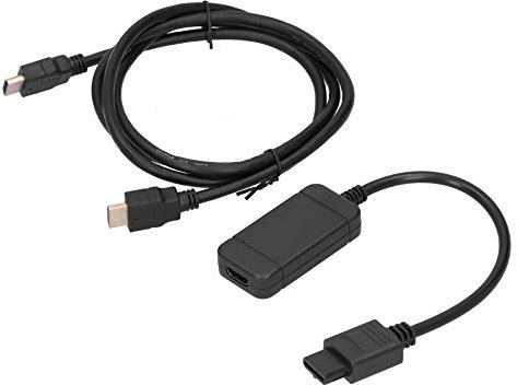 Dpofirs Game Console 720P-Videoadapter mit HD-Kabel, kompatibel mit NGC / N64 / SNES/SFC-Spielekonsole, Upgrade der Game Console-Signale auf digitales HD-Multimedia-Schnittstellensignal - Schwarz