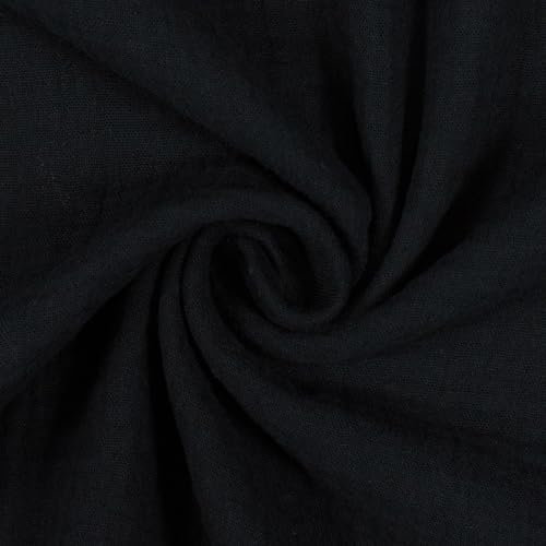 Musselin Stoff Sunny, Double Gauze, uni schwarz (Länge am Stück: ab 50cm / Breite: 130cm)