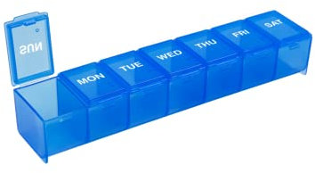 EZY DOSE Organizador semanal de píldoras (7 días), caja de vitaminas y medicamentos, compartimentos grandes, azul, fabricado en los Estados Unidos