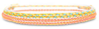 Made by Nami Boho Surfer-Armband 2-er Set Damen & Herren - Handmade Strand Festival Accessoires - Verstellbar - Freundschaftsarmbänder geflochten Mädchen Stoff-Armband (Orange & Gelb)