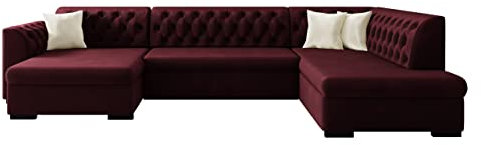 Ecksofa Gerdin mit Bettkasten und Schlaffunktion, U-Form Sofa, Eckcouch, Polsterecke mit Bettfunktion, Couch, Couchgarnitur, Wohnlandschaft (Seite: Links, Magic Velvet 2202 + Magic Velvet 2250)