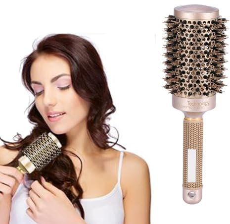 Rundbürste Haarbürste Rund Wildschweinborsten Rundbürste Groß Ceramic & Ionic Haarbürste, Wildschweinborsten Bürste Rundbürste zum Föhnen, Stylen, Locken 25/32/45/53 mm(53mm)