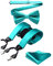 HISDERN Hosenträger Herren Türkis Fliege und Hosenträger Set Herren Klassische Einfarbig Verstellbar Y Form Mit 6 Extra Stark Clips Braces Hochzeit