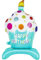DIWULI XXL Cupcake Luftballon Blau - Happy Birthday stehend