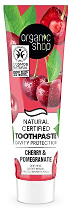Organic Shop Natürliche, zertifizierte Zahnpasta, Schutz gegen Reiben, Kirsche und Granatapfeln