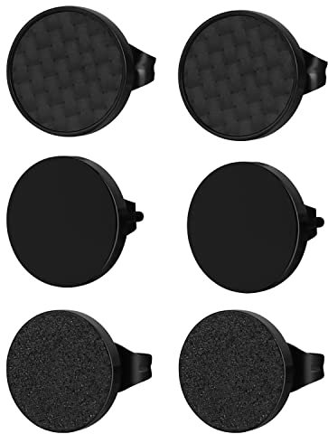 JewelryWe Schmuck 3 Paare Ohrstecker Set 10mm Poliert Sandgetrahlt Kohlenstoff Faser Rund Kreis Ohrringe Ohr Piercings für Herren Damen