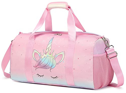 Glitzer Sporttasche für Mädchen Reisetasche Kindertasche Tanztasche Gymnastik Schwimmtasche Mädchen Sporttasche Einhorn Reisetasche