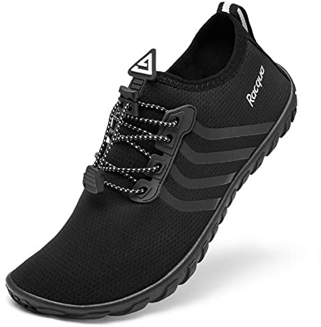 Racqua Wasserschuhe Schwimmschuhe Für Damen Und Herren - Strandschuhe Welten Koden Barfuss Schnelltrocknend - Dusch- & Badeschuhe Unisex Schwarz EU42