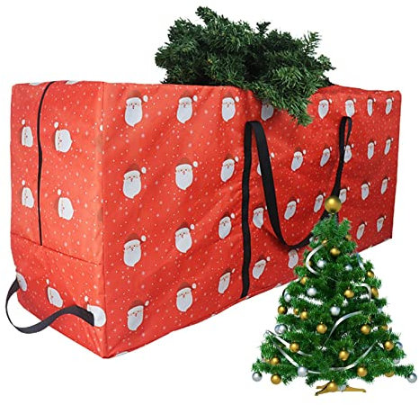 Caneem Bolsa de Almacenamiento de árbol de Navidad - Bolsa de Navidad Impermeable con Asas reforzadas y Cremallera Doble,Caja de Bolsa de Lona Resistente al Desgaste para árboles de Navidad de 4 pies