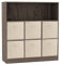 URBNLIVING Wooden Wide 7 Cubed Cupboard Bookcase Storage Units Shelves 6 Drawers Baskets (Beige Drawer, Anthracite Oak Bookcase)