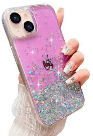 LCHULLE Glitter Case for iPhone 13 Bling Sparkle Shockproof Phone Bumper Cute Stylish Cover for Women and Girls Crystal Silicone Slim Case for iPhone 13,Purple