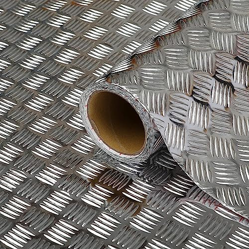 d-c-fix Klebefolie Metallic Riffelblech silber hochglanz selbstklebende Folie wasserdicht realistische Deko für Möbel, Tisch, Schrank, Tür, Küchenfronten Möbelfolie Dekofolie Tapete 45 cm x 2 m