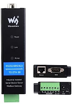 Waveshare RS232/485/422 Servidor Serie RS232 RS485 RS422 a Ethernet RJ45 Convertidor Industrial Aislado, TCP/IP a Serie Modbus Gateway MQTT Gateway Multi Funciones, Soporte Rail-Mount