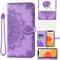 Asuwish Cover per iPhone 12 Mini con Pellicola Vetro Temperato Supporto Regolabile Pelle Portacarte Portafoglio Mandala Custodia per i-Phone i 12mini Mini-cover Cellulare Phone Case Viola