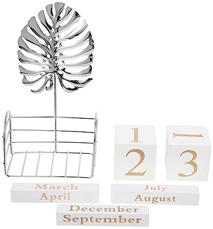 Ciieeo 1 Satz Kalender Monstera-blatt-figur Schreibtisch Tropische Monstera Kunst Blatt-statue-dekor Dekoratives Büro Schreibtischaufsatz Tischdecke Hawaii Holz Handbuch Partnersuche