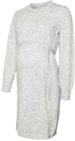 MAMALICIOUS Mlnewanne L/S Abk Knit Dress A. Noos, Gris Clair chiné, XL