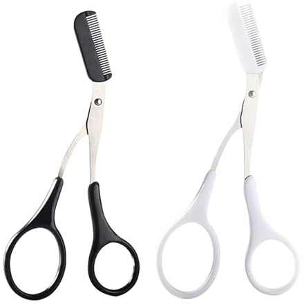 SWYSGS 2 Stück Augenbrauenschere mit Kamm Schwarze Damen Augenbrauen Schere Professionelle Präzisions Augenbrauenschere zum Kürzen von Herren Damen Augenbrauen Beauty Zubehör