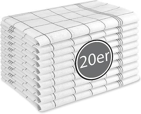 BARBONS 20er Set Geschirrtücher Baumwolle 50x70 cm – Extrem Saugstark Oeko-TEX Zertifiziert Trockentücher für Küche Küchenhandtücher Küchentücher Geschirrhandtücher Waschbar bis 90 C - Schwarz