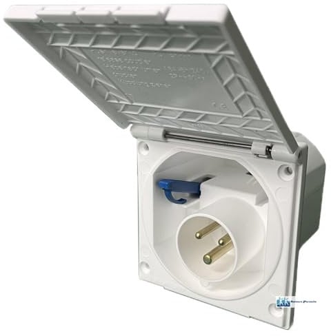 xsports Mains Electric Hook-Up Socket Motorhome Camper Self-Build Van Caravan White 240V