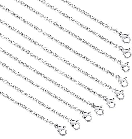 Teaaha 10 Stück Kette Silber Damen 45cm Edelstahl Halskette Edelstahlkette Mit Hummerverschlüssen Extender Kette Für Damen Herren Für Schmuck Machen DIY Zubehör