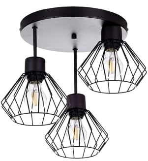 KAR LIGHTING Runde Deckenleuchte 3-flammig aus Metall in Schwarz, höhenverstellbar | E27 Fassung | LED geeignet | Hängelampe für Wohnzimmer, Esszimmer, Küche, Büro oder Schlafzimmer
