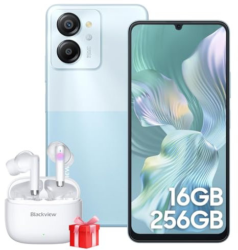 Blackview Smartphones, Color 8 16GB+256GB(TF 1TB), 6000mAh, Fast Charge, 6.75’’ FHD+ 90Hz, Android 13 Phone, 50MP Main Camera, 4G Phone Unlocked, 3 Card Slots, Fingerprint,GPS - Blue