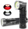 WholeFire T6+COB LED Magnetic Torch 2 Color Lights (Red & White) 4 Modes Rotation Work Light Rechargeable Portable Handheld LED Torches for Dog Walking Hiking Emergency