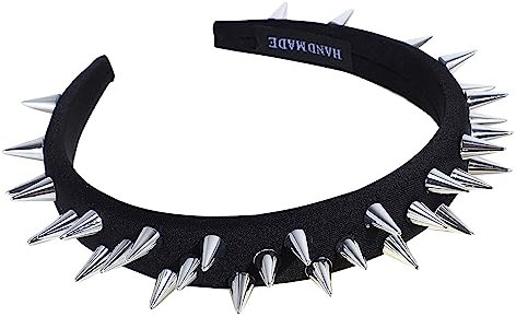 tixoacke Haarreif mit übertriebenem Nieten-Design, weiches Haarband für Sport, Yoga, für Damen, Mädchen, Make-up, Haar-Accessoires, Nieten-Stirnband, Nieten-Stirnband, Silber