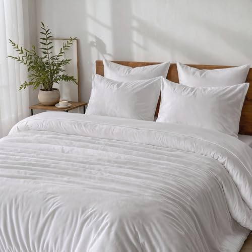 Cozyor Kuschel-Bettwäsche extra dick und weich Plüsch, robuster Reißverschluss 1x Deckenbezug 155x200 cm, 2X Kissenbezug 80x80 cm, 3-teilig, weiß Purity