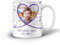 iCaseDesigner Personalised Photo Heart Mug - 3 Photo Heart Collage and a Message - 11oz Ceramic Cup
