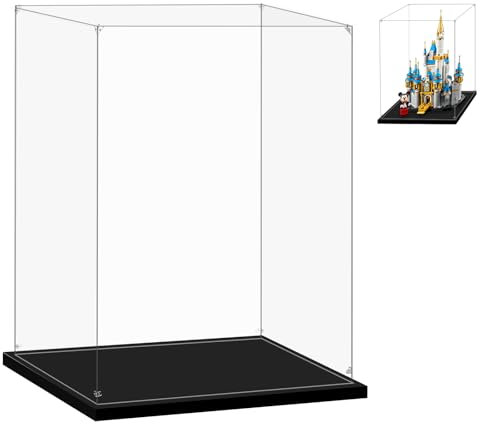 LILIKAKA Vitrine für Lego 40720 Mini Disney Dornröschen Schloss, 40478 Mini Disney Castle, 21265 Der Basteltisch oder 43232 Flug über London, 20 x 20 x 24 cm