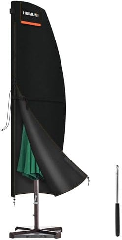 HEIMUNI Housse pour Parasol Deporte de 2m 3m 4m, Housses pour Parasol de Jardin Imperméable Housse Parasol de Plage avec Tige, Bache de Protection Exterieur Parasol Coupe-Vent, 230x45/70/50cm
