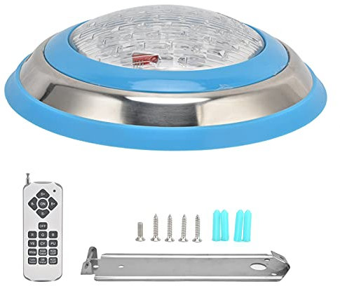FTVOGUE Simming - Lampada da piscina IP68, impermeabile, a LED, alta durezza, resistenza al calore, telecomando, luce subacquea RGB con viti per acquario per piscina (54W)