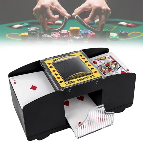 Aohcae Automatischer Kartenmischer, Geräuscharmer mischmaschine karten für 2 Kartensätze, elektrisch card shuffler Poker Gleichmäßig & Nicht Eingeklemmt für Kartenspiele, Poker, Bridge Rommé Blackjack