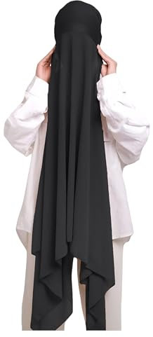 Lina & Lily Chiffon Instant Hijab mit Jersey Unterkappe, Damen Kopftuch Set mit Bindeband (Schwarz)