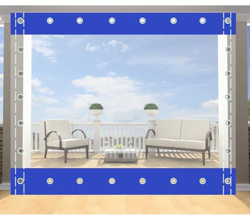 Terrasse Rideau Imperméable,Bâche Transparente Exterieur avec Œillets,Bache de Protection de Pluie pour Pergola,Plantes,Porche Garage(Hauteur x Largeur) 3,5x3,5m/11.48x11.48ft