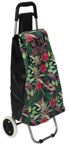 ENTRE TEMPS, SH0017, Carrello della Spesa 2 Ruote Jungle, Grande Capacità di Stoccaggio, Struttura Robusta e Duratura, Ruote Maneggevoli e Stabili, Comfort d'Uso