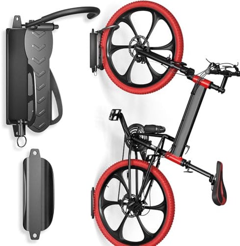 WELDUN Fahrrad Wandhalterung, Fahrradaufhänger Wandhalterung, schwenkbarer Fahrradhalter, vertikaler Fahrradständer für Garage und Innenbereich, Tragfähigkeit 30kg