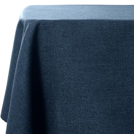 WAITER TREE Tischdecke Leinen Lotuseffekt Tischtuch Abwaschbar Eckig Tischwäsche für Esstisch Küche Hochzeit Alltag Verwenden Dinnerpartys Dekoration Hellmarineblau145 x 300 cm
