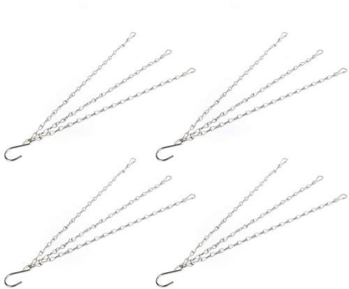 Akozon 4 Pièces Ensemble de Chaînes Suspendues en Acier Inoxydable 304 avec Crochets pour Pot de Fleur de Jardin et Cintres pour Plantes