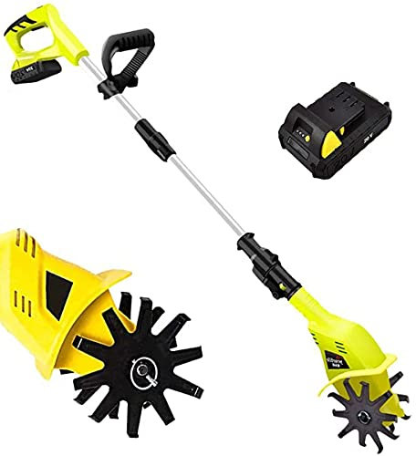 Motoculteur électrique de petite taille, motoculteur de jardin, motoculteur manuel sans fil électrique 20 V avec batterie au lithium rechargeable de 5 200 mAh et chargeur, motoculteur portable pour