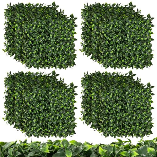 COSTWAY 12 Piezas Plantas de Césped Artificial 50 x 50 cm, Jardín Vertical Tropical, Plantas de Pared con Protección Solar, Decoración de Plantas Verdes para Jardín Patio Balcón (Hoja de Gardenia)