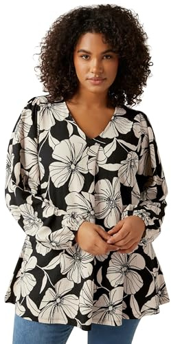 EVANS Curve Contrast Floral Jersey Crepe Top - Women's - Plus Size Curve