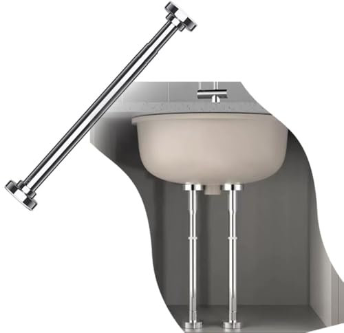 Edelstahl-Unterbau-Waschbeckenstütz-Set mit verstellbaren Beinen und bohrfreien Halterungen für Waschbecken, 20 bis 30 cm, 1 Stück