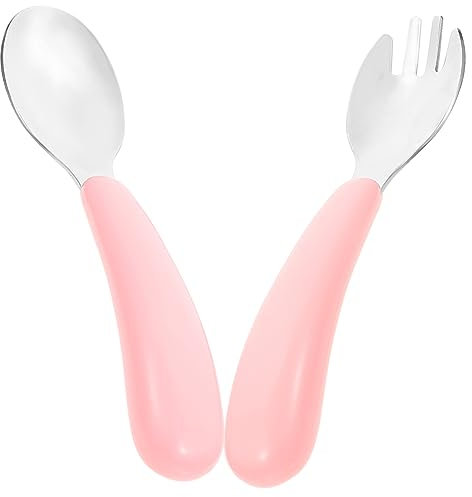 GRIRIW Gabel-löffel Edelstahl Für Kleinkinder Ergonomischer Griff Für Bequemes Greifen Abgerundete Kanten Zum Schutz Des Mundes Geeignet Für Heim Und Schulaufenthalt Leicht Zu Reinigen Un