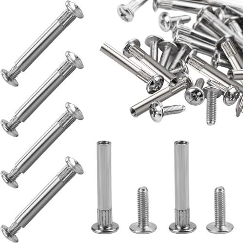 REJOECE 152 Pcs M4 Cupboard Joining Bolts Screws, Furniture Connecting Screws Bolts Post 31-40 mm, Kitchen Cabinet Connectors,Door Handle Screws for Connecting Furniture Cupboard Cabinet