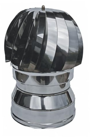 Comignolo Capello Eolico Coibentato Doppia Parete in Lana di Roccia -in Acciaio Inox AISI 304 BA SP. 5/10 – per Camini (Ø200-250 mm)