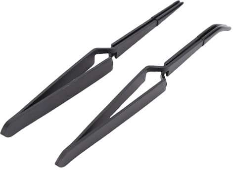 Inverse Action Tweezers, Inverse Stainless Steel Tips, Artisanal Silicone Clamps with Unique Design, for Nail Technicians and Use in the Home